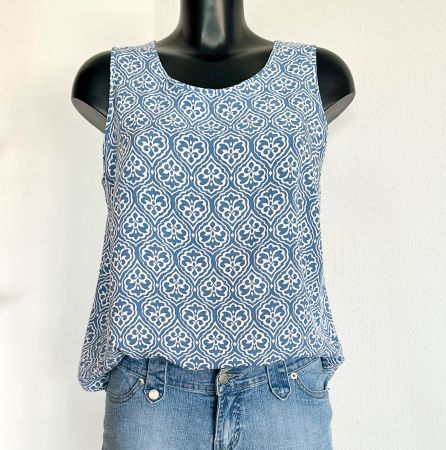 NEU 💜 Gr L 40 Top Shirt Bluse blau-weiss