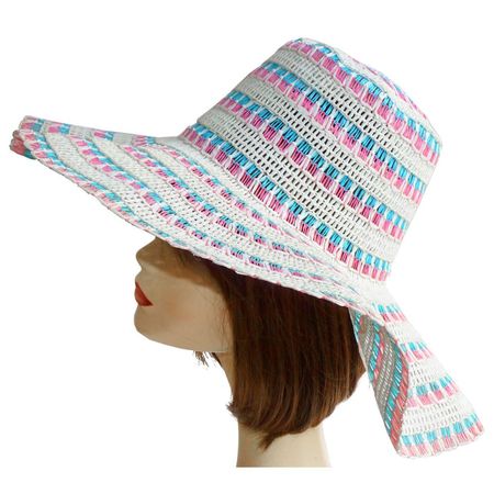 Hut Sommerhut Bast luftig VINTAGE 1950s weiss-pastell