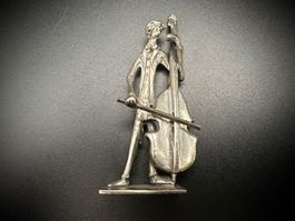 Alte Cello-Musiker-Statue, Figur Silber 800, signiert YESO