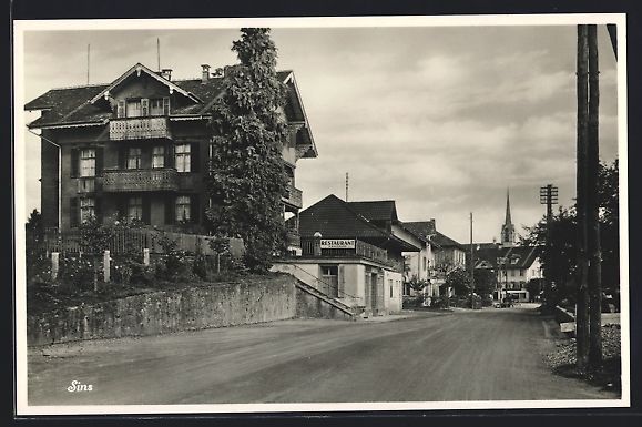 Cartoline postali: Sins, Strassenpartie mit Restaurant A. K – Usato da Berlin venduto da bartko-reher