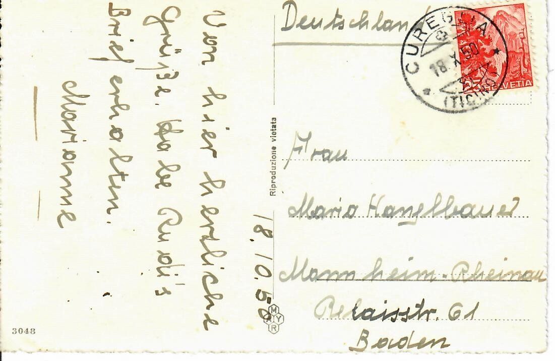Cartoline postali: Cureglia 1950 – Usato da Hochdorf venduto da Ziegel-16 1