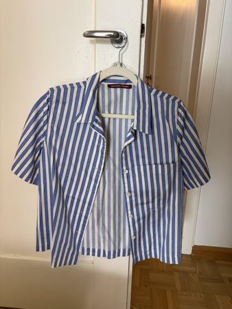 Comptoir des Cotonniers Blue & White Striped Cotton Shirt – 