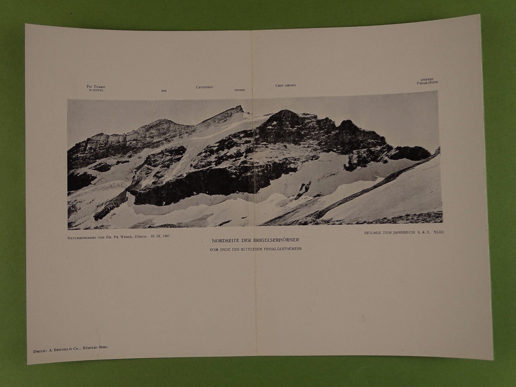Cartoline postali: NORDSEITE DER BRIGELSERHÖRNER, 1908 – Usato da Grüningen venduto da Kartensammler