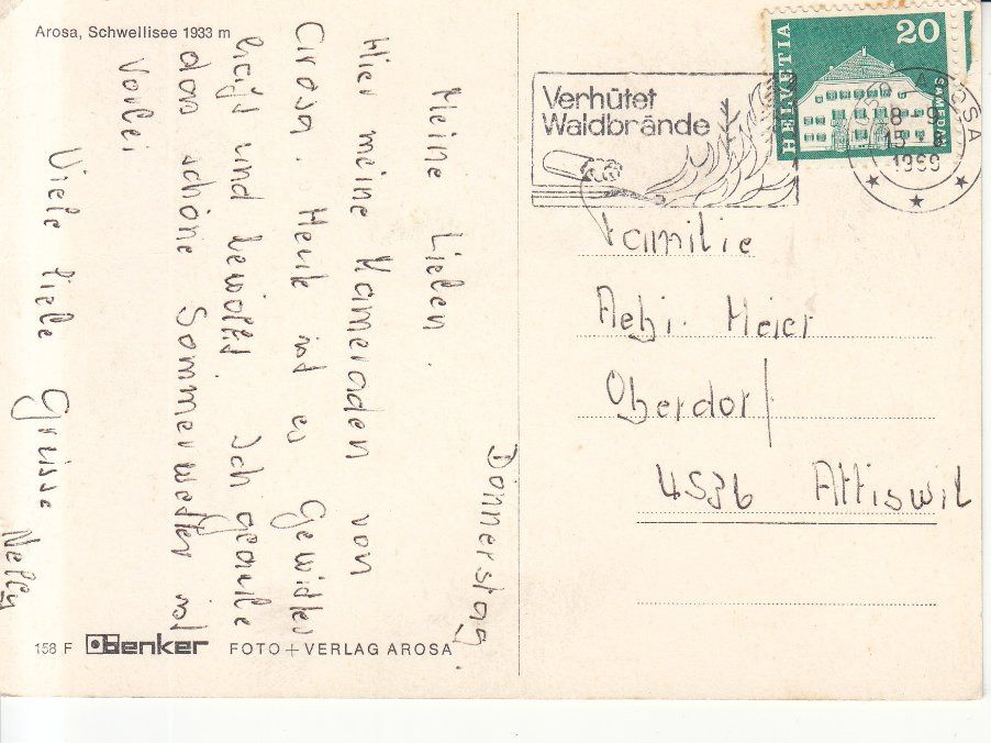 Cartoline postali: Schwellisee 1969 – Usato da Bürglen TG venduto da StampGraf 1