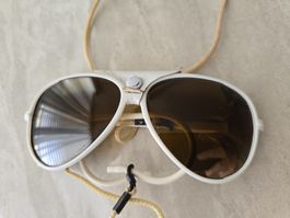 Vintage Cébé Gletscherbrille – Weißes Leder – 1980er/1990er