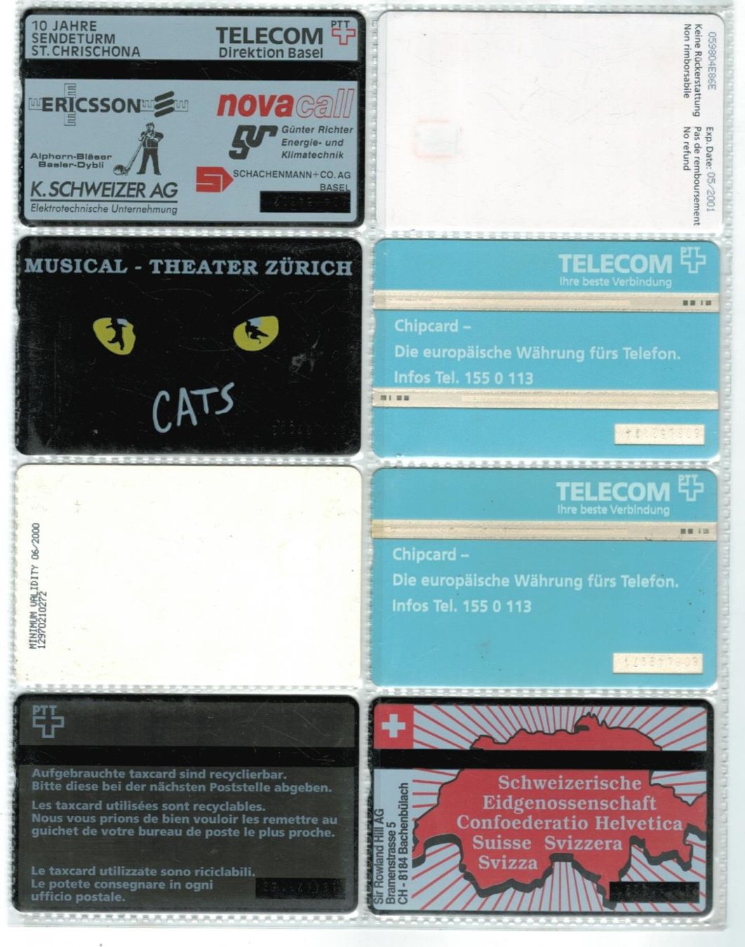 Swisscom Schede telefoniche: 8 Taxcards – Usato da Zürich venduto da Tolima194 1