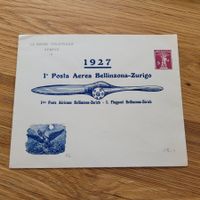 Luftpost Brief 1927 Bellinzona Zurigo GS *