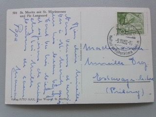 Cartoline postali: St. Moritz mit See und Piz Languard – Usato da Sargans venduto da nicsam1815 1