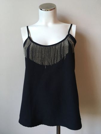 Débardeur noir avec franges argentées - taille S - SODA
