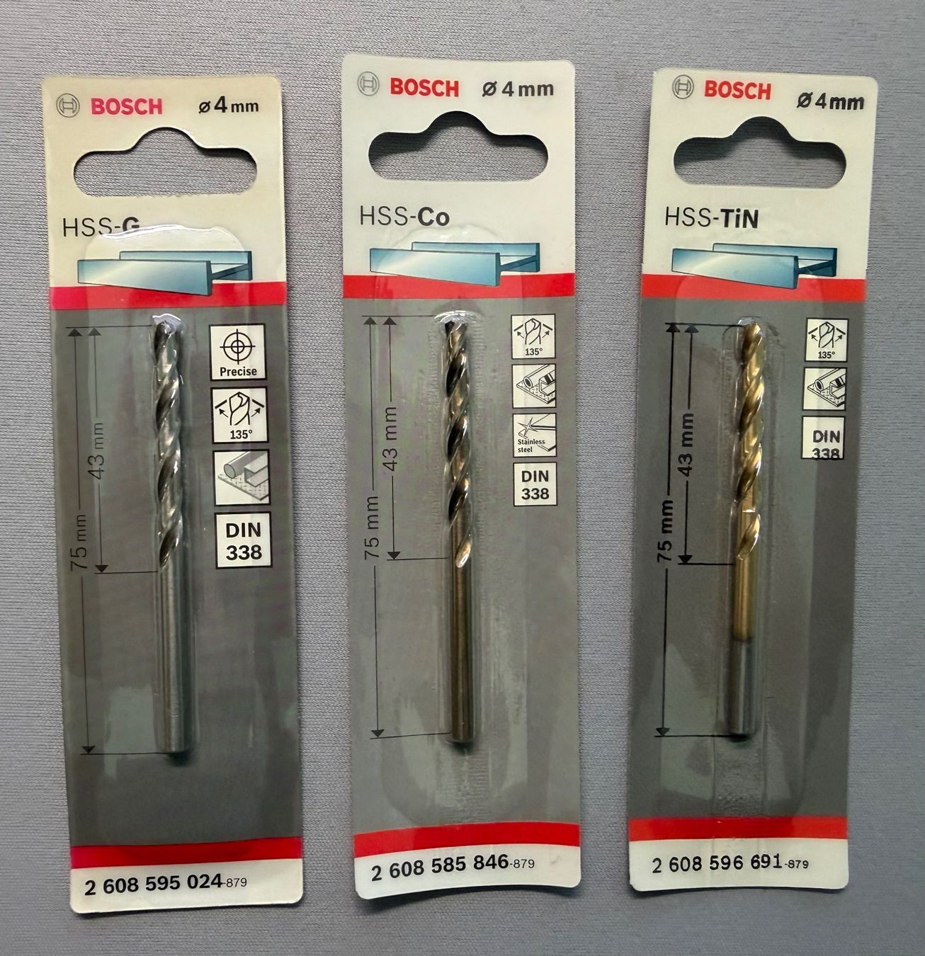 Bosch Tous les outils: Bosch Metallbohrer-Bundle 4mm HSS-G + HSS-Co + HSS-TiN – Neuf (Voir description) à Suhr par dealbest63