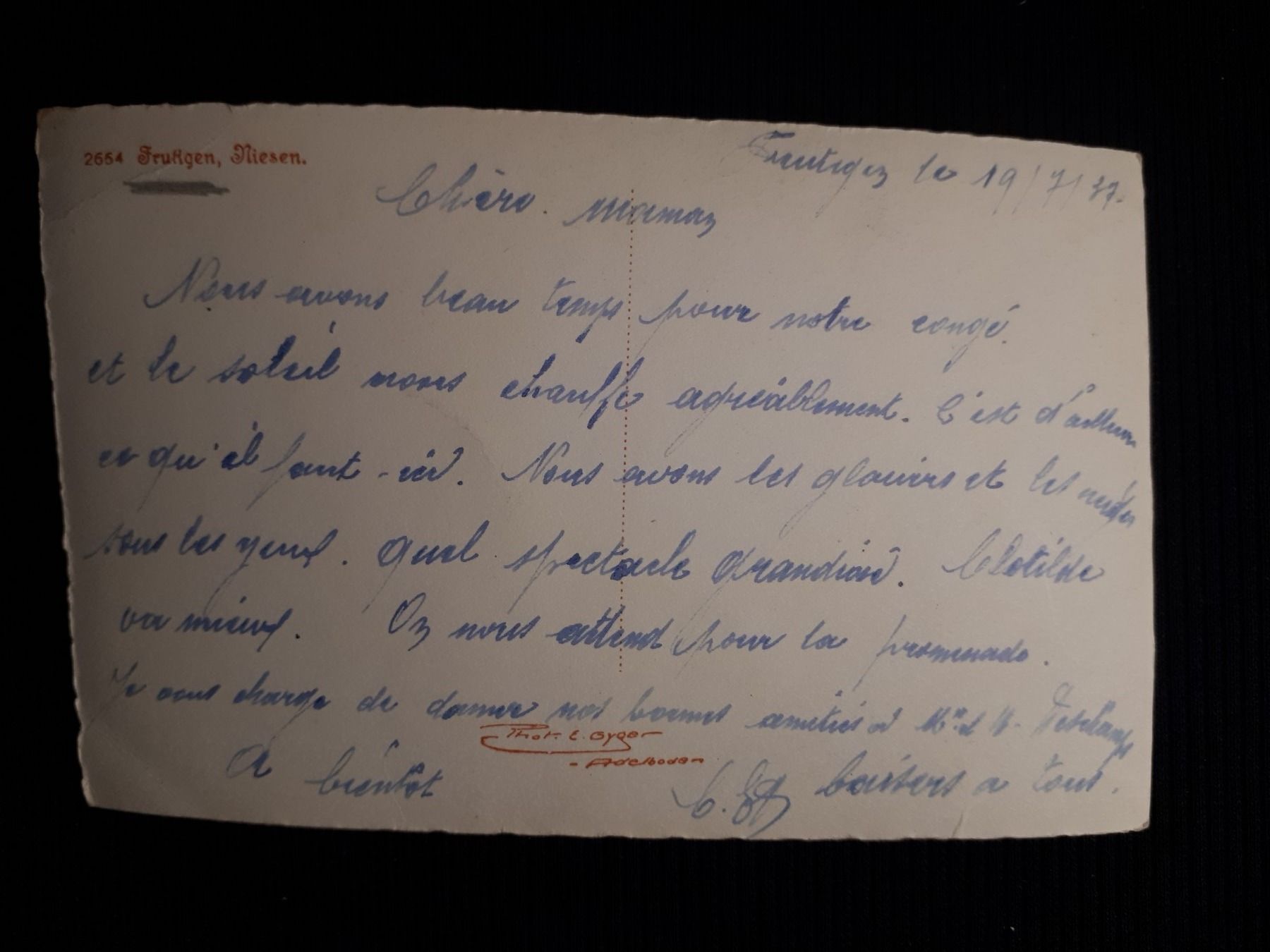 Cartoline postali: FRUTIGEN, NIESEN 1037 - EINIGE MANGEL – Usato da Ponto Valentino venduto da giorgia06 1