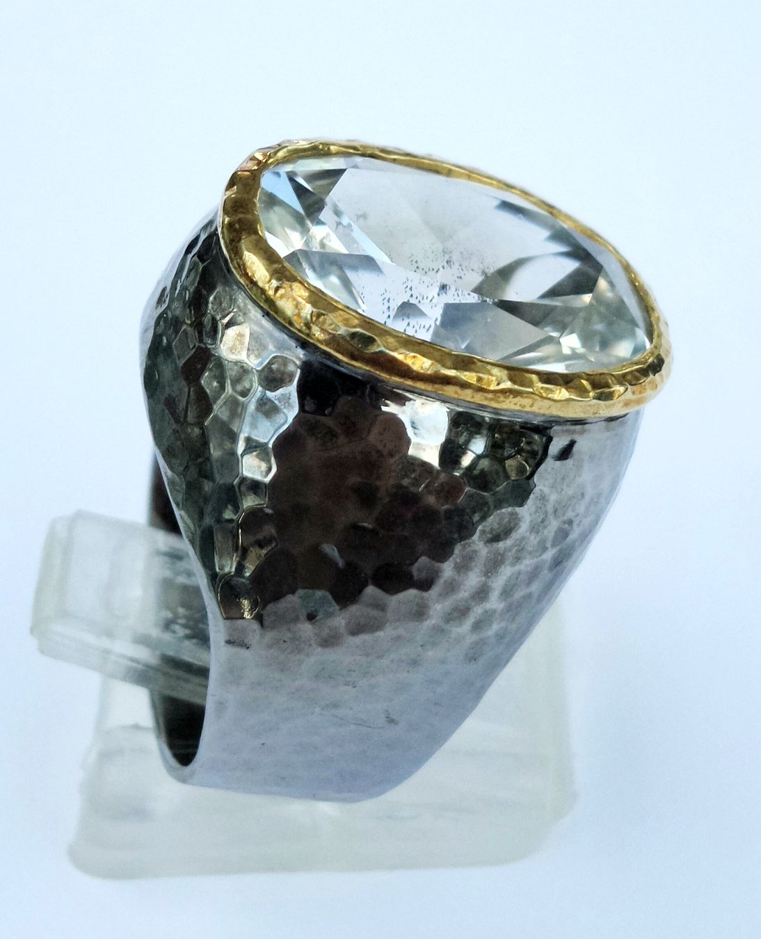 Anelli: Ring Silber mit grossem weissen Topas Stein neu – Nuovo (secondo la descrizione) da Zürich venduto da Bieter04 7