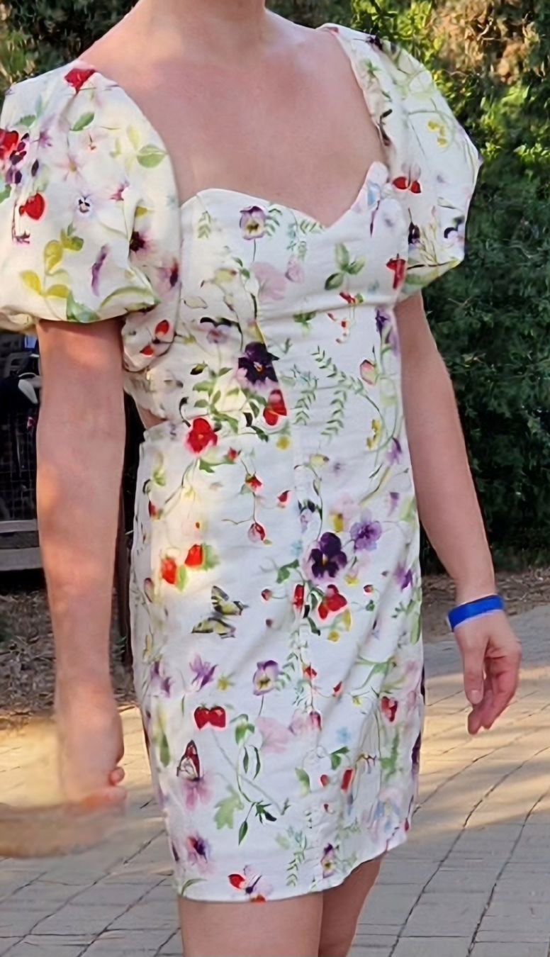 H&M Vestiti: H&M Kleid Blumen Buff-Ärmel Leinen Baumwolle Gr. 40 – Usato da Erlinsbach SO venduto da ULIKH