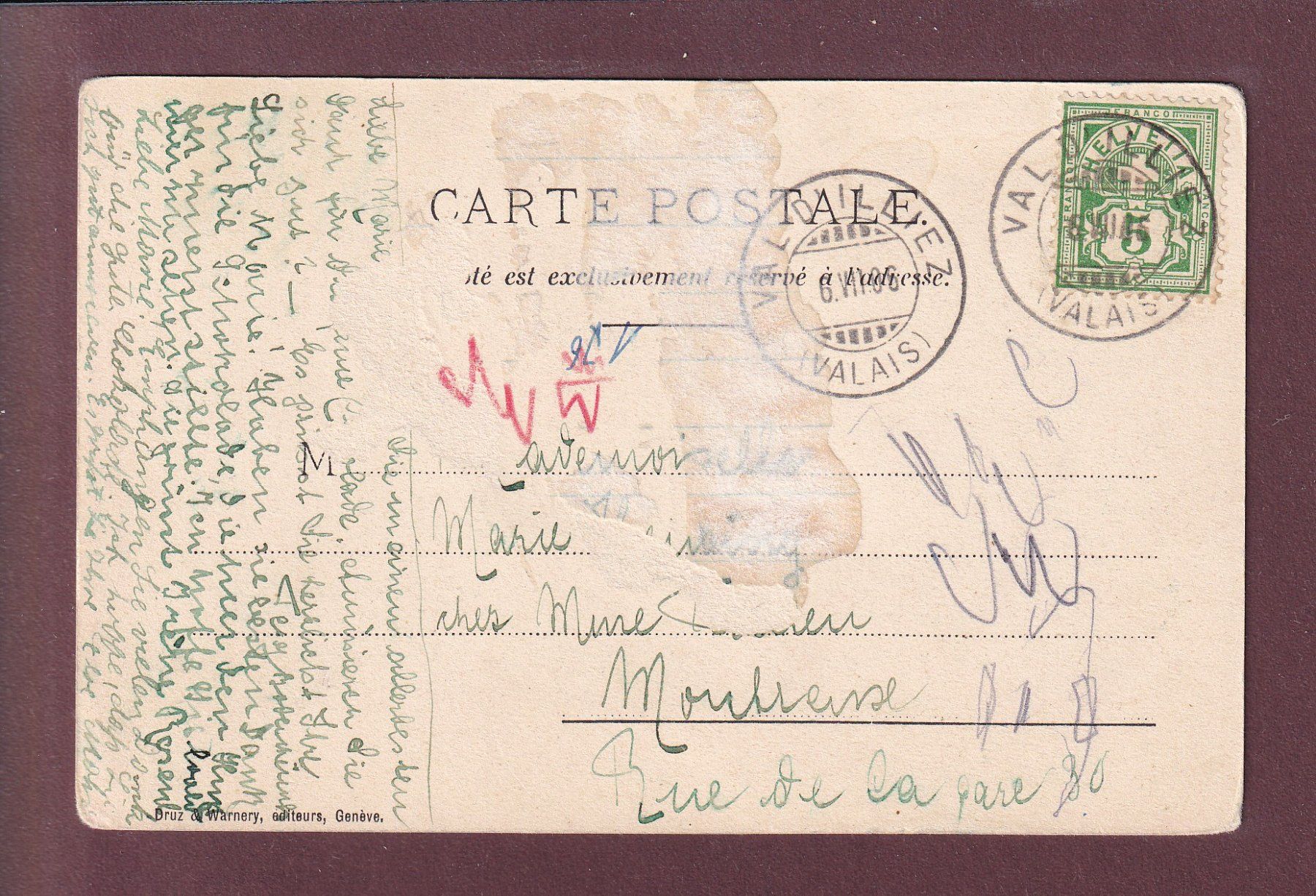 Cartoline postali: VAL D'ILLIEZ - Dents blanches - 1906 – Usato da Pully venduto da nicecards 1