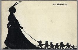 1912, SILHOUETTE, WUNDERSCHÖNE HANDBEMALTE KÜNSTLER-AK SIGN.