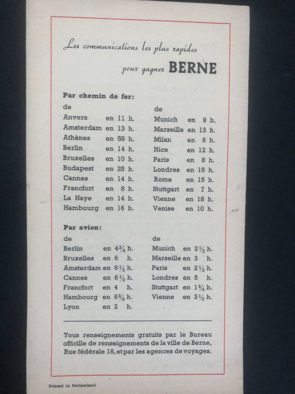 Documenti: Bern-Prospekt,  ca. 1940 Jahre – Usato da Dietikon venduto da Tiburon6 1