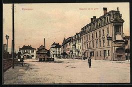AK Delémont, Quartier de la gare, 1908