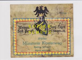 Etikette - Münsterer Klosterweg 1958 (Riesling Sylvaner) /bd