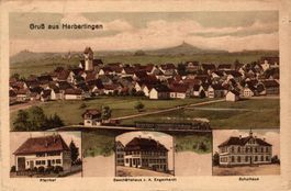 Gruss aus Herbertingen. Pfarrhof, Schulhaus