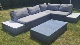 Gartenlounge Rattan inkl. Tisch anthrazit