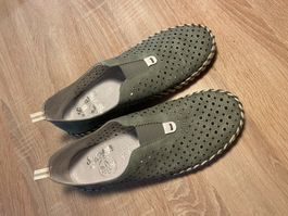Rieker Damen Sommer Schuhe Slipper Grau Gr. 39