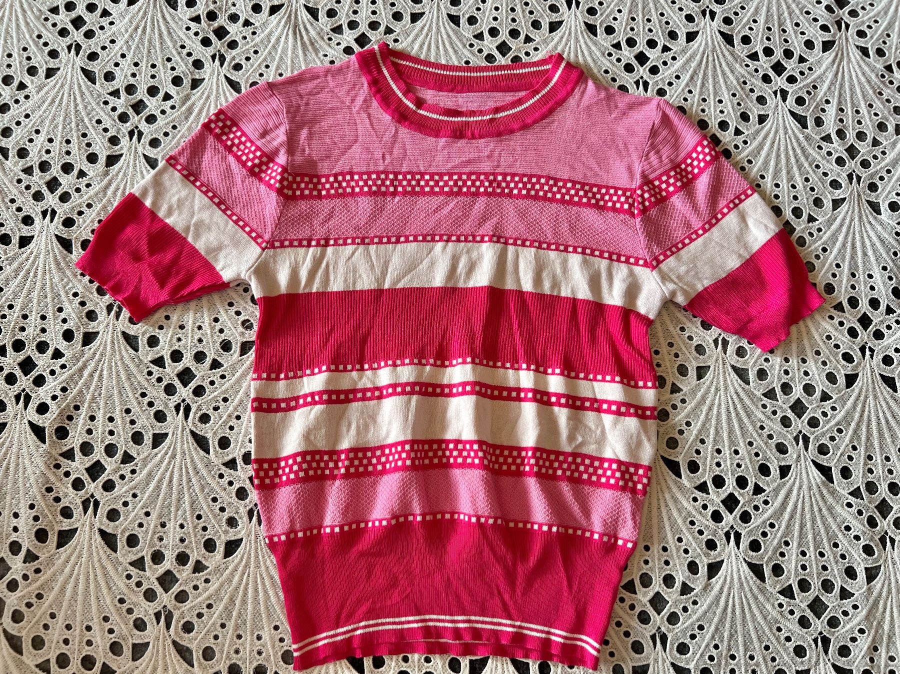 Maglioni & Felpe: Damen Strickpullover Kurzarm Weiss Rosa Gr S - M – Usato da Frenkendorf venduto da Style365 6