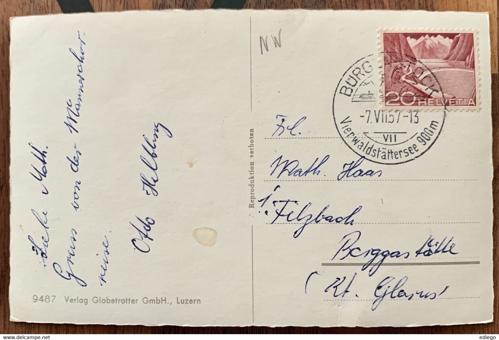 Cartoline postali: HERGISWIL - 1957 – Usato da Lutry venduto da Ediego 1