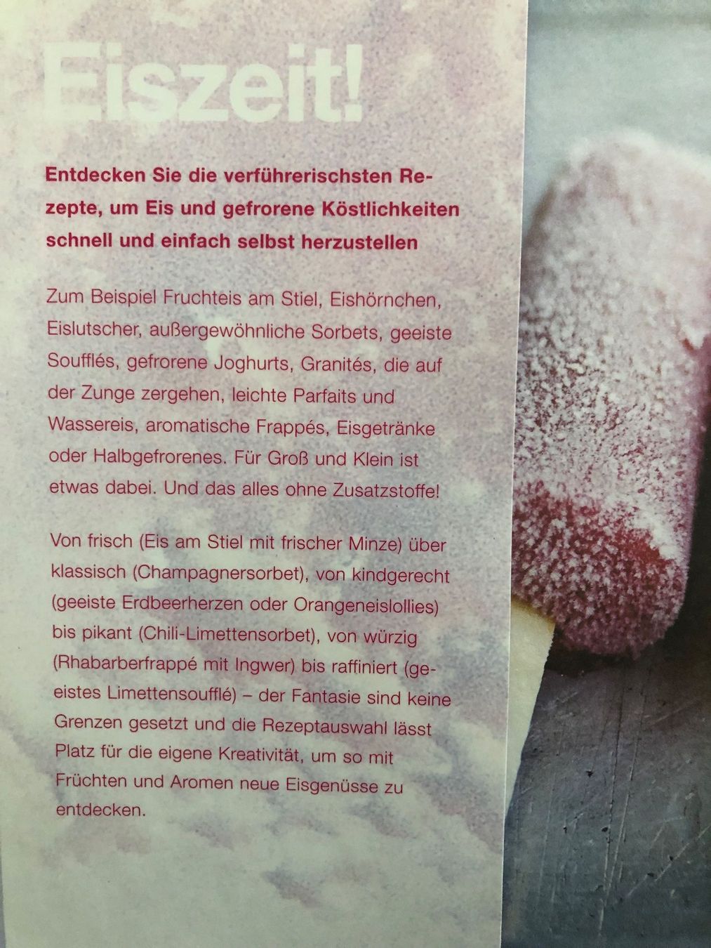 Libri: Eis - Fruchteis, Sorbets, Granités, Eis am Stiel – Usato da Pfäffikon ZH venduto da Wacardo 2