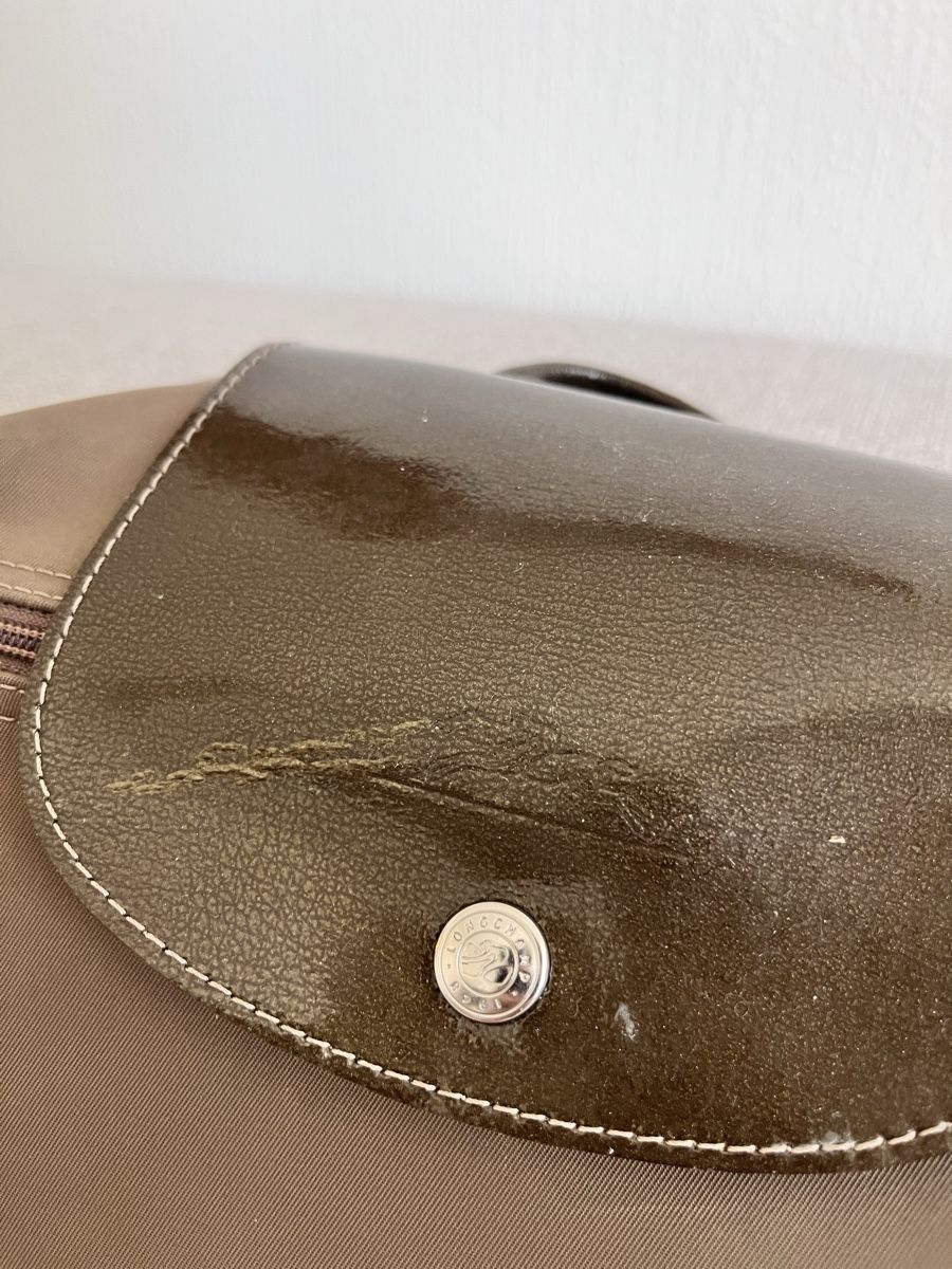 Longchamp Zaini: Longchamp backpack brown patent leather nylon used – Usato da Lausanne venduto da Danash 3