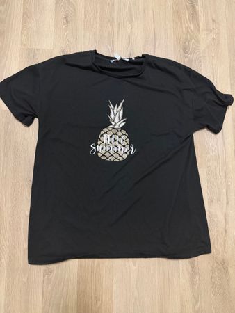 Damen T-Shirt schwarz mit Ananasprint Grösse M