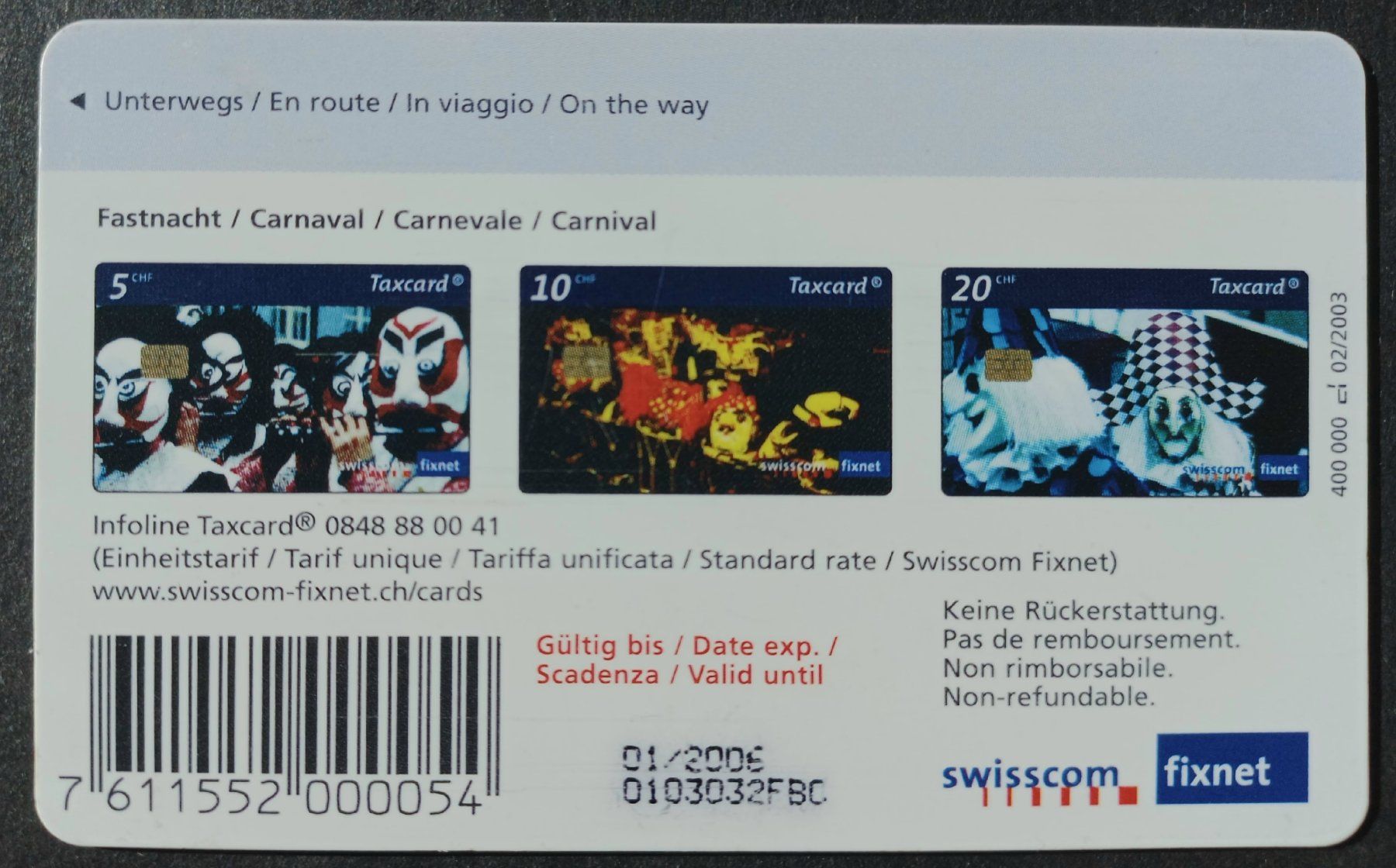 Swisscom Schede telefoniche: Taxcard - Basler Fastnacht - CH – Usato da Niederuzwil venduto da lubimaja 1