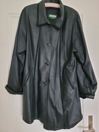 Manteau cuir vert foncé