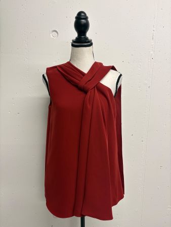 Halston Oberteil 36 rostrot Bluse ärmellos Schluppe