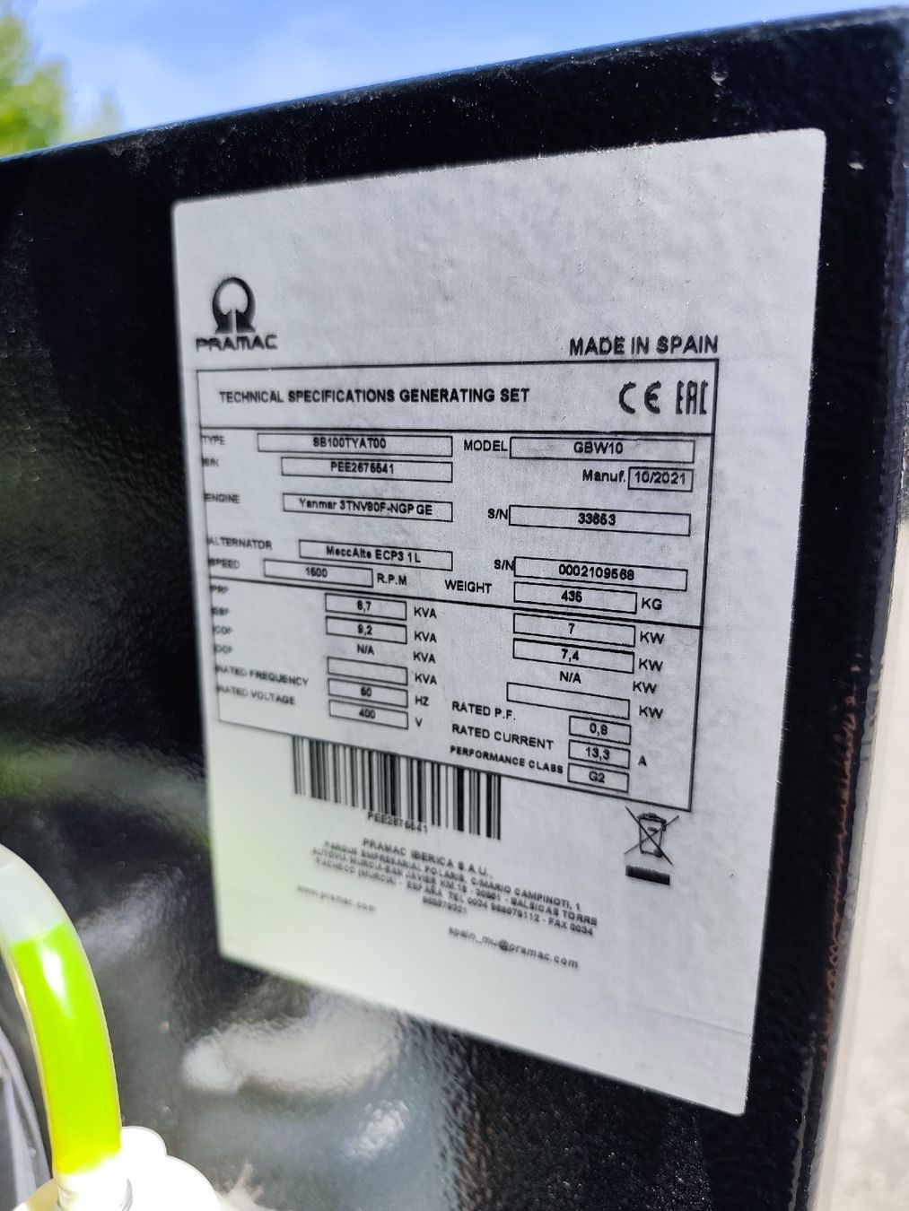 Pramac Generatori di corrente: Groupe électrogène Pramac GBW10 – Usato da Bassecourt venduto da Jumat 3