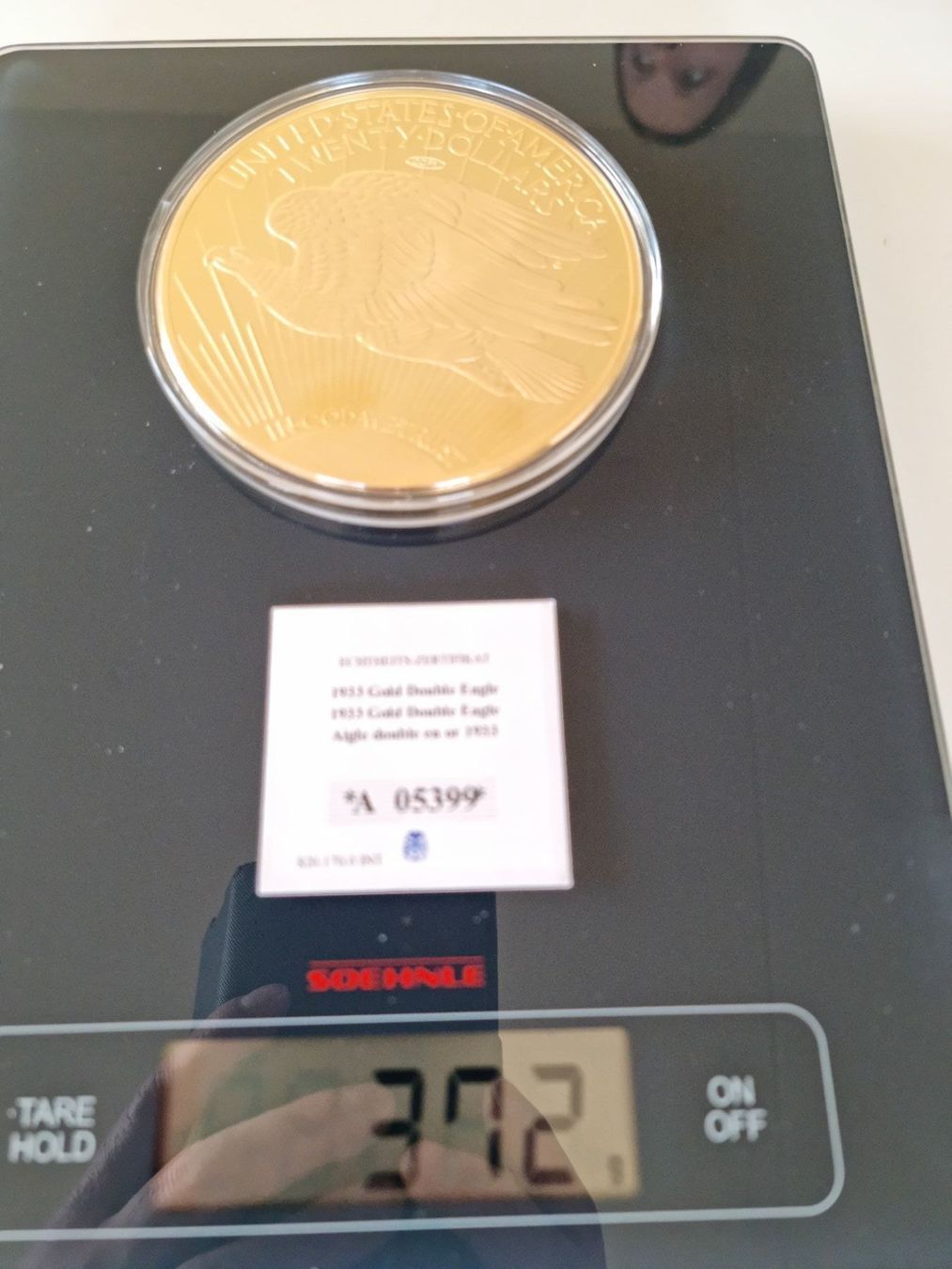 Medaillen: 1933 Gold Double Eagle/ Vergoldete Nachbildung – Neu und originalverpackt aus Stäfa von ener70
