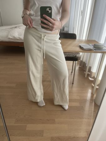 Zara Beige Wide Leg Lounge Pants, Size S 