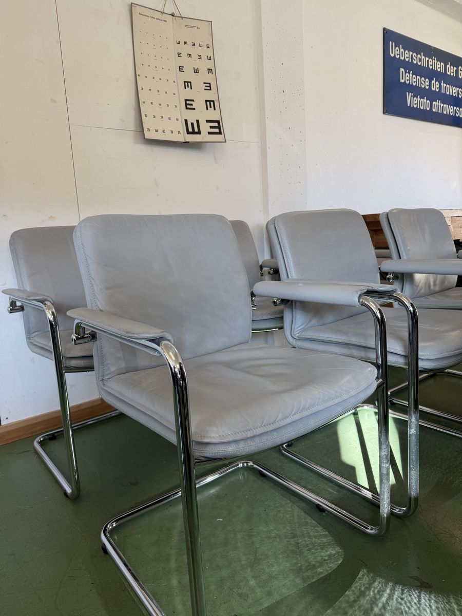 Sedie: Freischwinger echt Leder 6 Stück Stühle – Usato da Rüegsbach venduto da Tinus3418