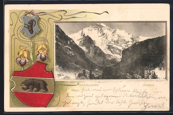 Cartes postales: Passepartout-Lithographie Interlaken, Bl – D'occasion à Berlin par bartko-reher