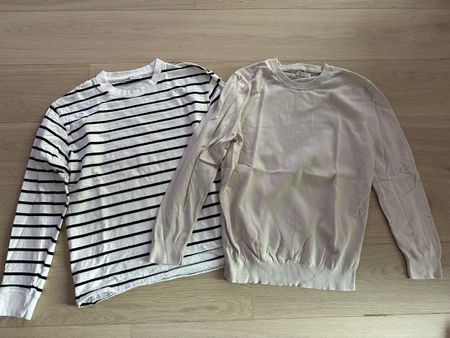 Lot 2 pulls sweat Zara Homme taille M beige & marinière blan