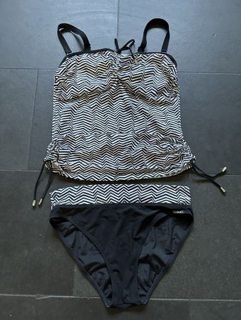 Badeanzug Lidea, Damen, Cup E, Grösse 38, schwarz-weiss