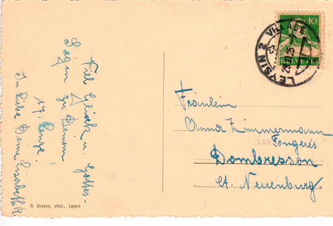 Cartoline postali: Leysin 1925 – Usato da Wolhusen venduto da Curver9 1