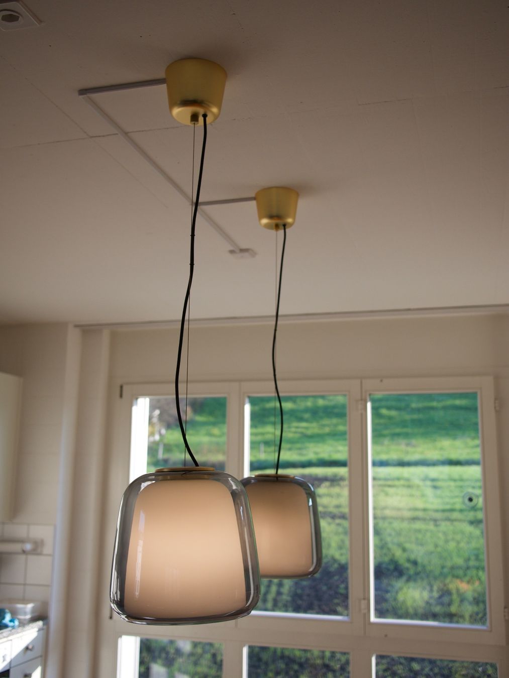 Ikea Lampadari & plafoniere: Schöne Hängeleuchte aus Glas, doppelschichtig, Evedal – Usato da Meilen venduto da perlependium