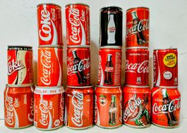 16 alte kleine Coca-Cola Dosen aus verschiedenen Làndern