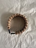 Haarreifen Samt beige geflochten neu