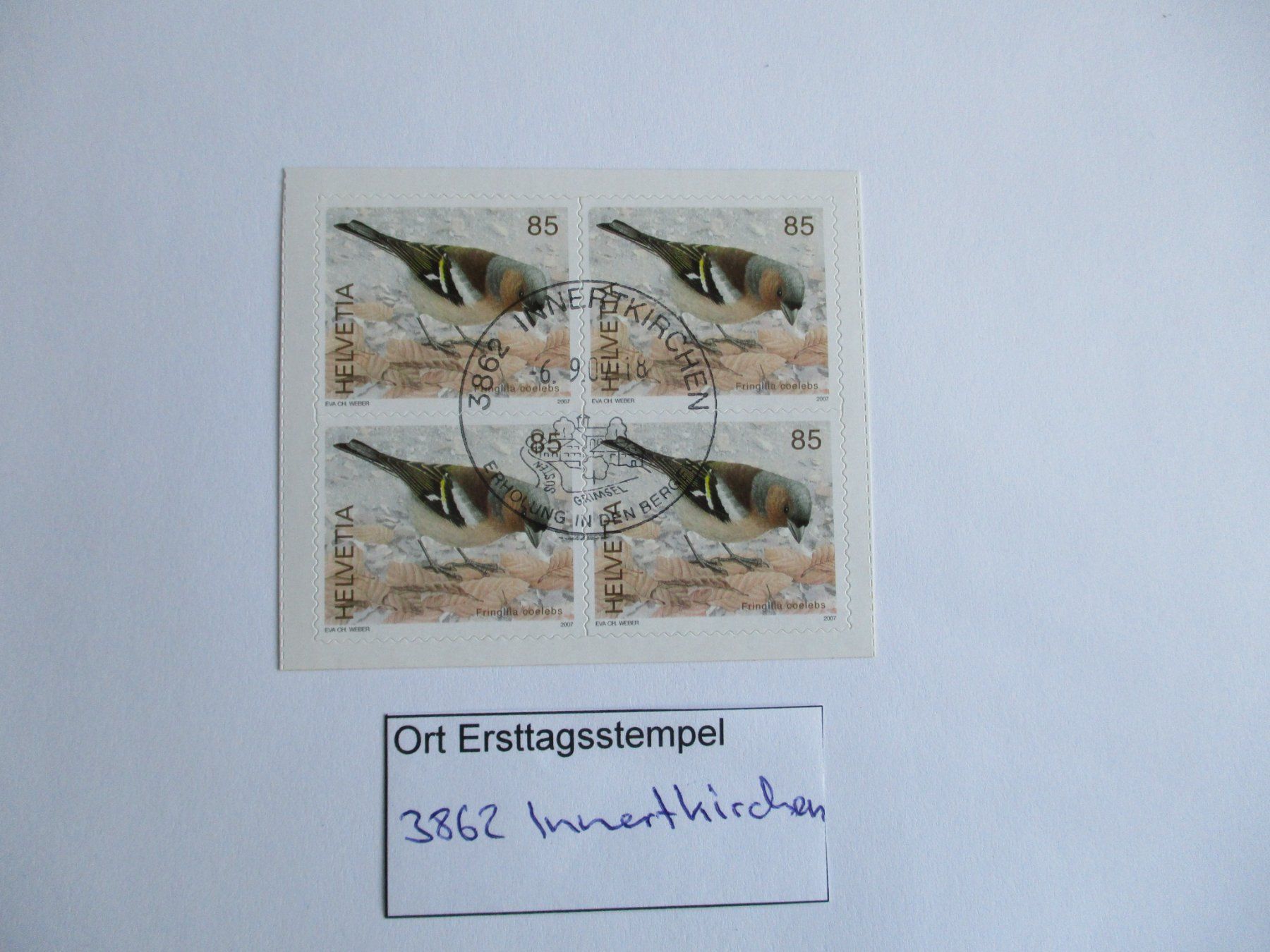 Tutti i francobolli: Viererblock mit Ort Ersttagsstempel 3862 Innertkirchen – Usato da Langnau b. Reiden venduto da Aktuell88