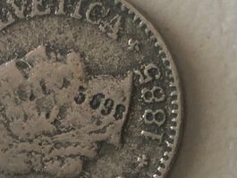 10 Rp. 1885 mit gestempelter Zahl 3698 in Büste
