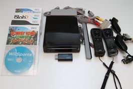 Nintendo Wii mit HDMI-Adapter und Spielen