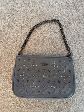 Sac Coach en cuir gris!