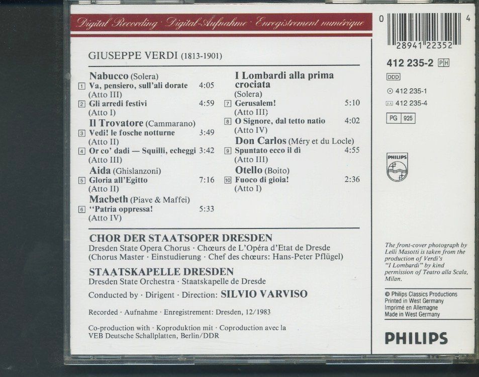CD: Verdi Opera Choruses – Usato da Delémont venduto da MaxPlan 1