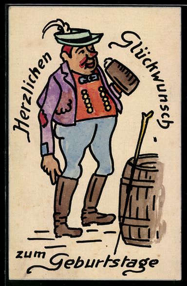 Cartoline postali: Handgemalt: Herr in traditioneller Kleid – Usato da Berlin venduto da bartko-reher